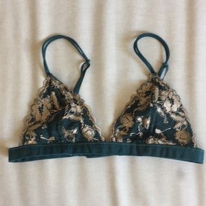 Green + Gold Lace Bralette